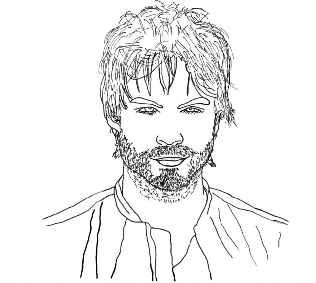 Online coloring book: Damon with stubble coloring page
